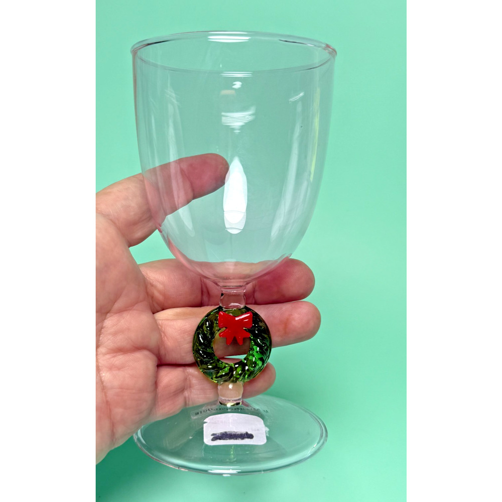 Anthropologie Clara Wine Glass Wreath Pink Hue Green Wreath Christmas Holiday - Picture 3 of 5